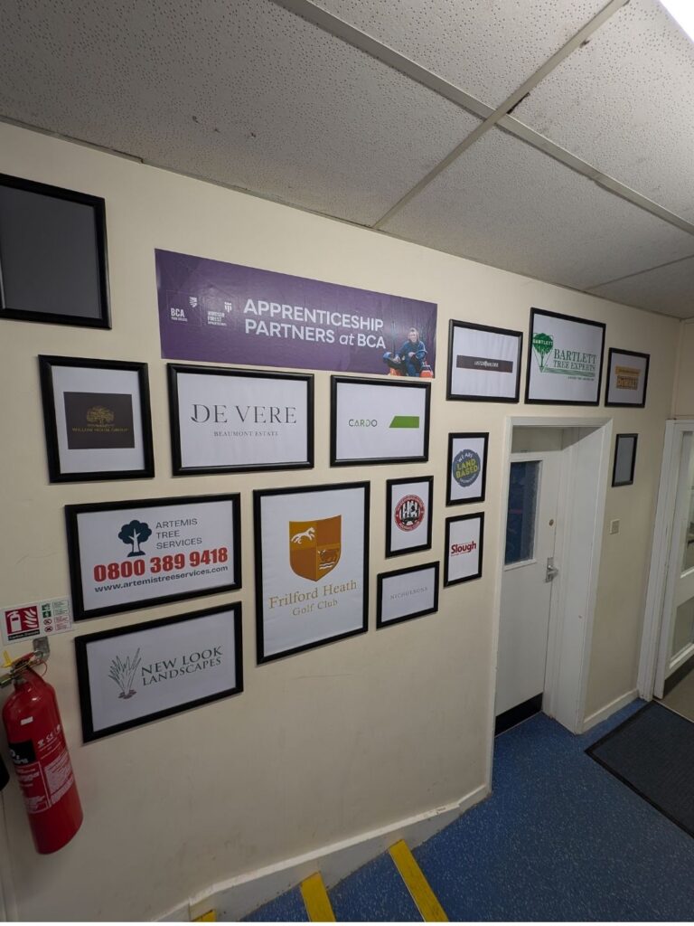Logos in frames on Apprenticeship Avenue